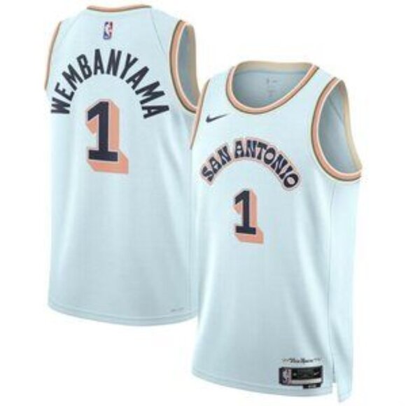 Mens Youths Kids 1 Victor Wembanyama Light Blue City Edition Stitched Jersey